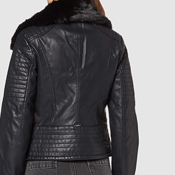 Guess Tasha jacket black faux leather moto - Picture 2 of 7